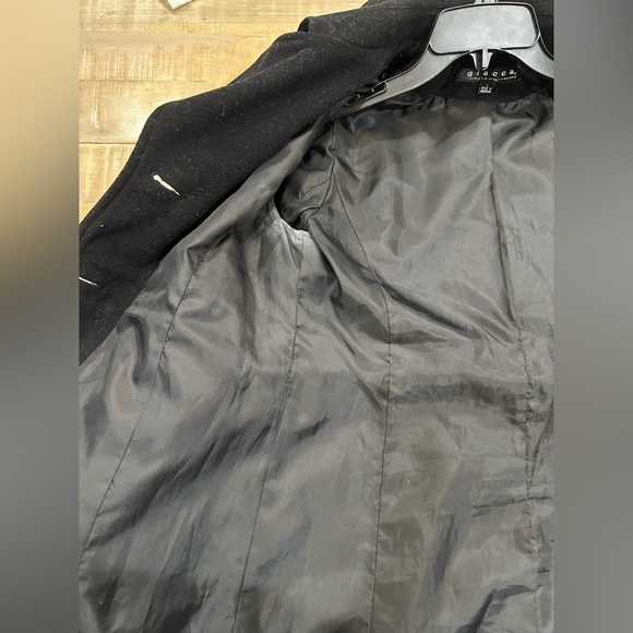 Giacca a gallery company women black wool blend button down pea coat - Picture 14 of 14